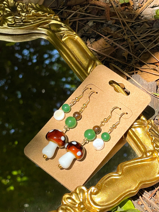 mushroom hunting earring set