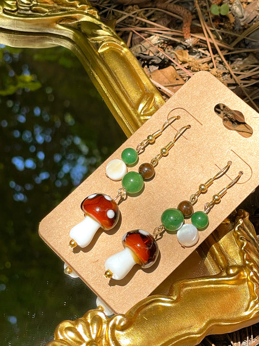 mushroom hunting earring set
